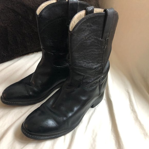 JUSTINS BLACK LEATHER BOOTS Women/Girls (4 D) - Picture 2 of 8